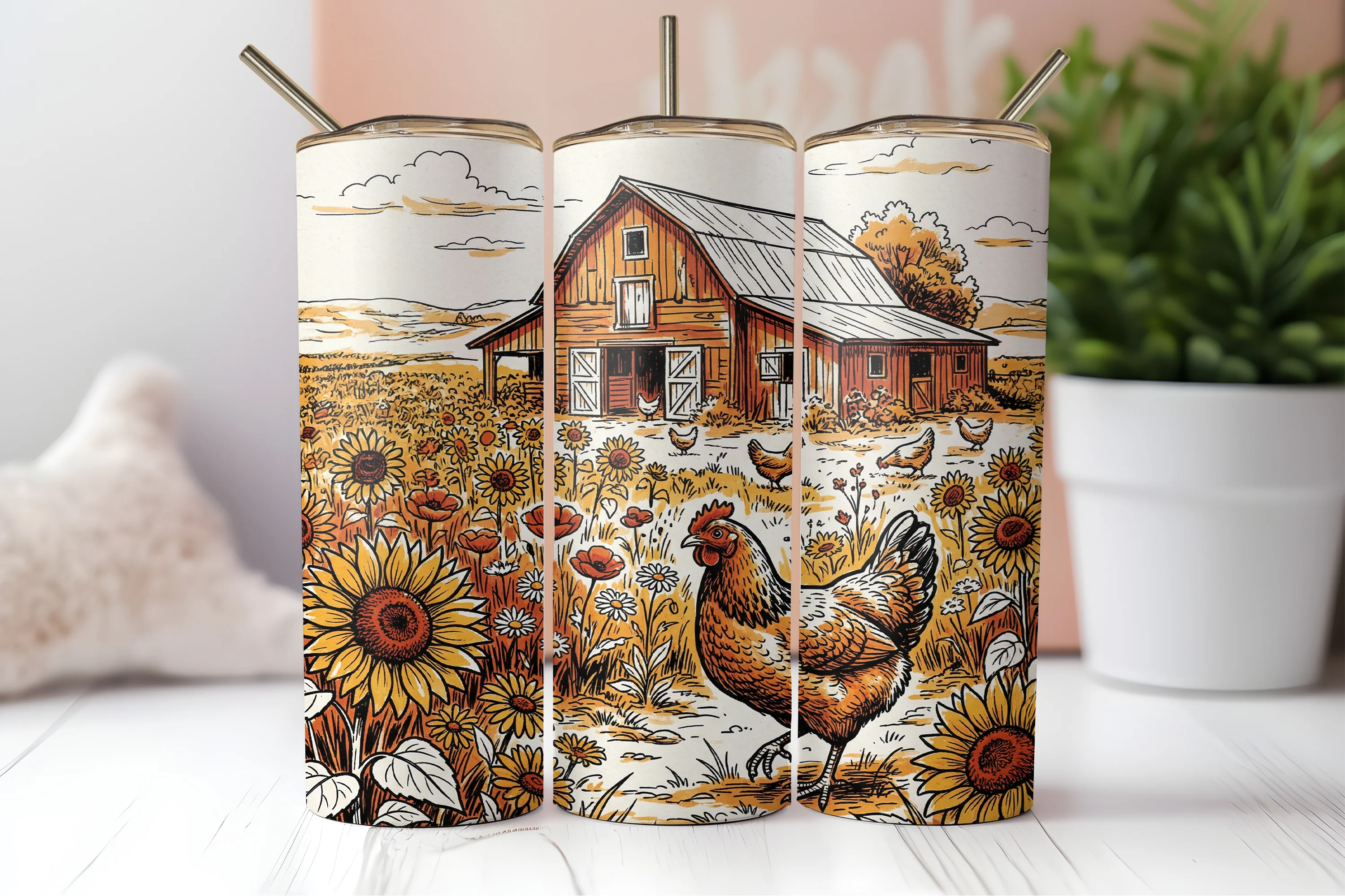 Barn and Chickens Tumbler