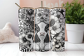 Black and white cow with flowers