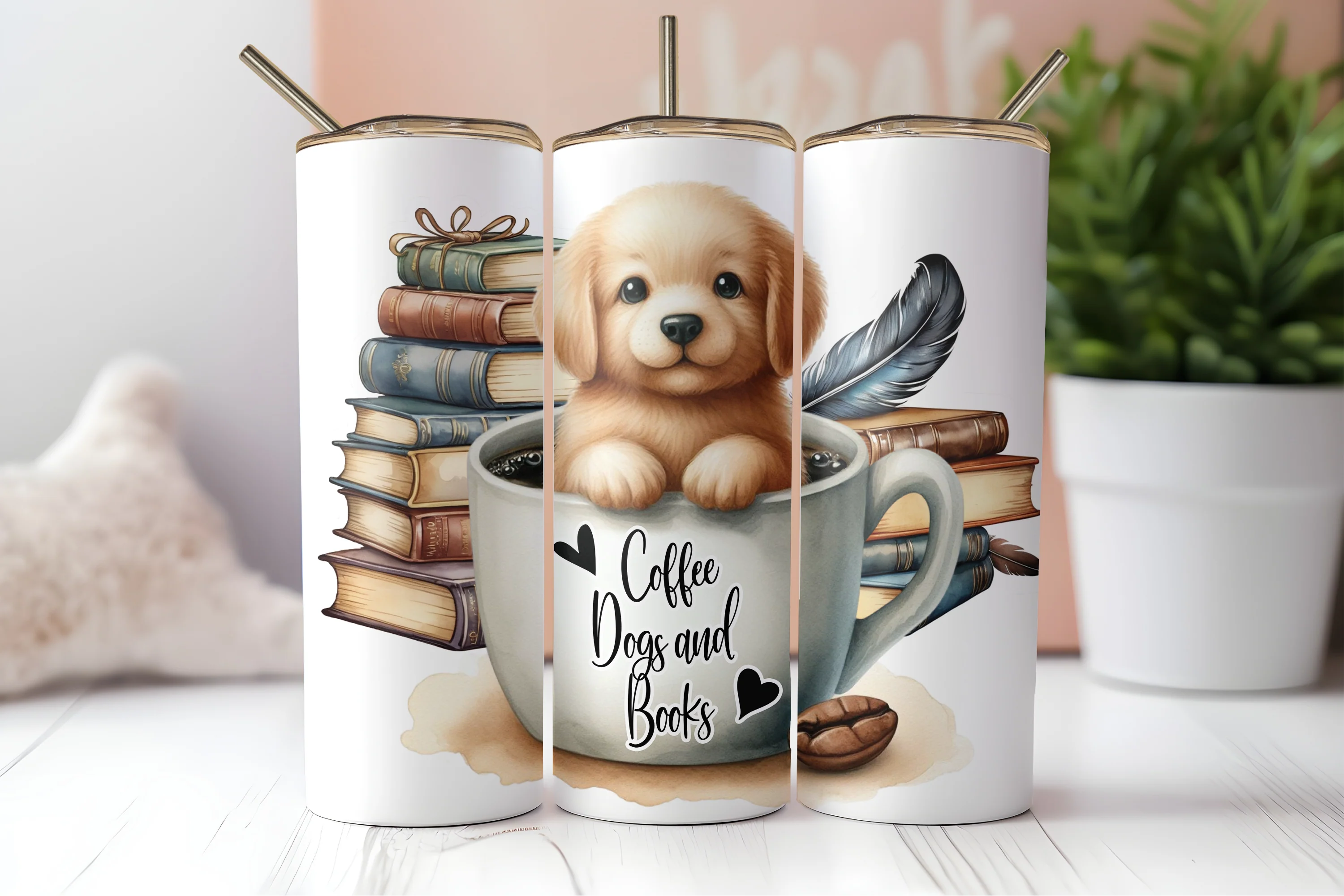 Coffee dogs and books