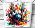 Colorful Bowling Ball and pins 20 oz Skinny Tumbler